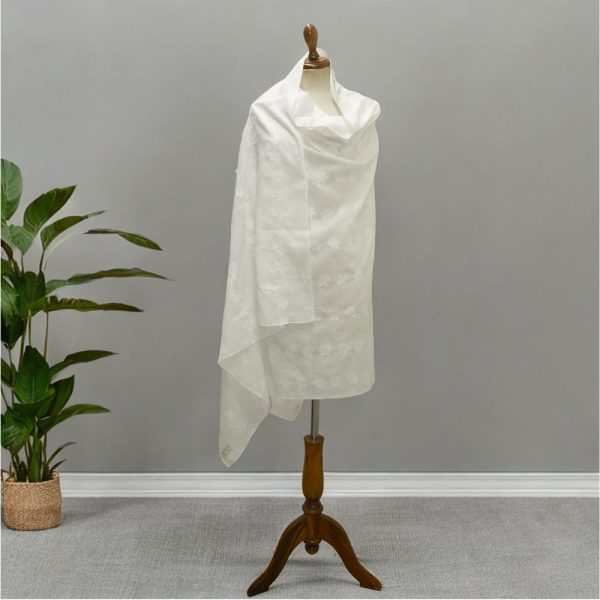 Chikankari Lawn Dupatta - All Purpose Chaddar - White