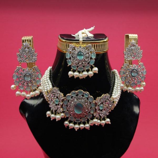 ZJH| ice blue chokar set