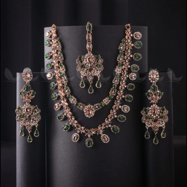 Zarqa Necklace - Champagne & Green