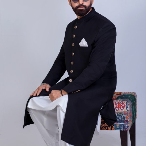 MENS BLACK SHERWANI
