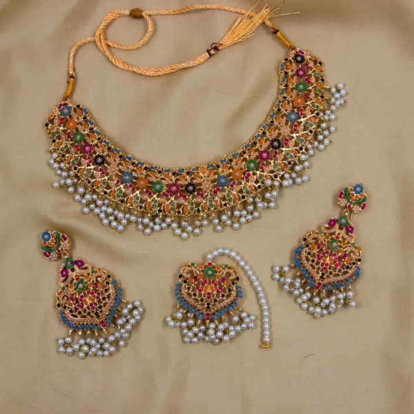 SATPARA - Multi Flower Necklace Set - SATPARA PNSH033