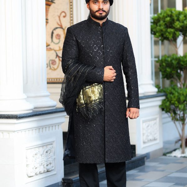 BLACK SHERWANI RF01