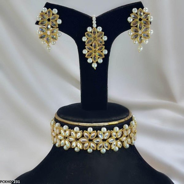 Satpara-Marquise Flower Choker Set - PCKH00231
